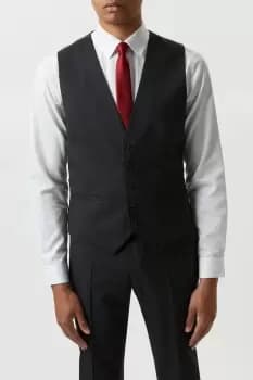 Mens Slim Fit Plain Charcoal Wool Suit Waistcoat