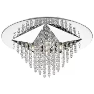 Designer Ceiling 5 Light Chrome, Hanging Crystal
