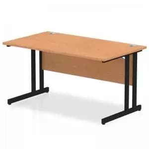 Impulse 1400 x 800mm Straight Desk Oak Top Black Cantilever Leg