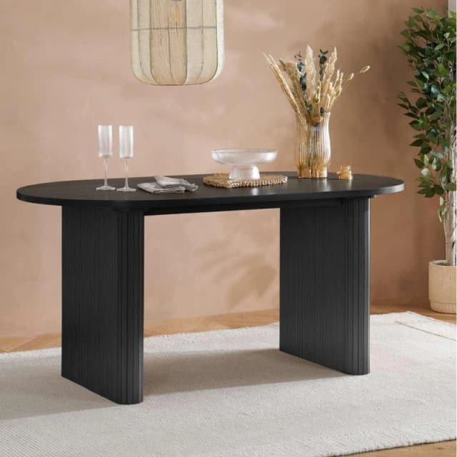 Birlea Axel Oval Fluted Dining Table Black unisex One size