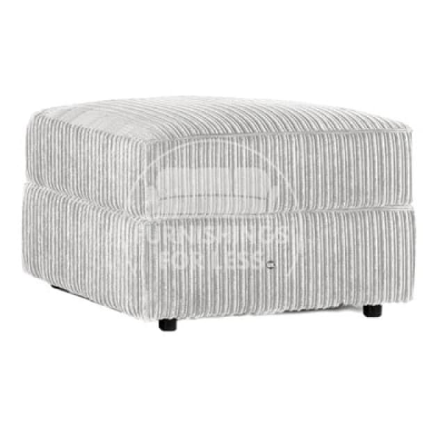 Furnishings For Less UK Luxor Delta Ferguson Silver Fabric Soft Jumbo Cord Footstool