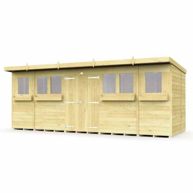 Buttercup Farm 18 x 7 Feet Pent Summer Shed - Wood - L214 x W533 x H201cm in Brown Brown Unisex