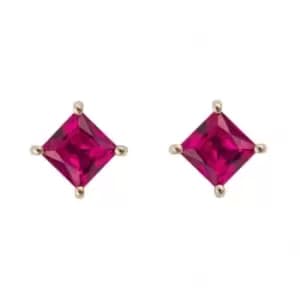 Princess cut created ruby Earrings GE2446R