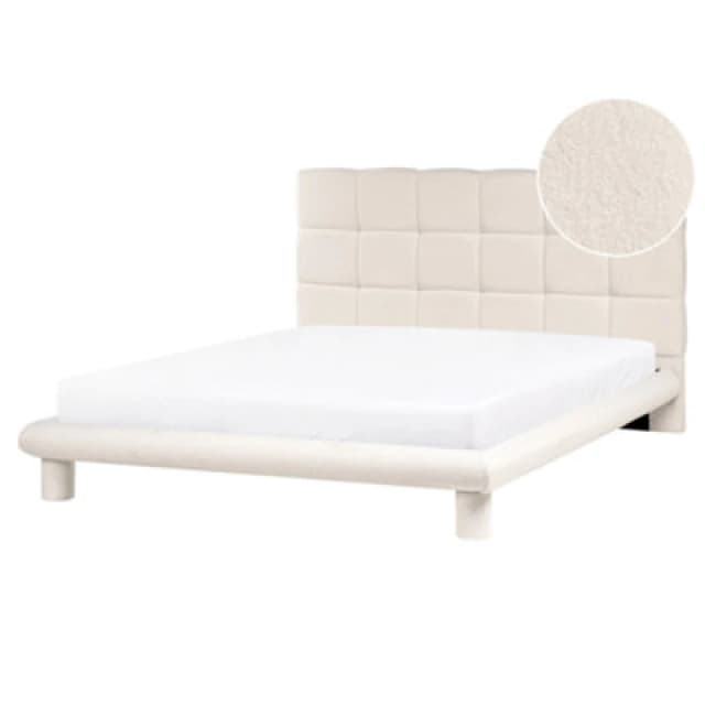 Beliani Bed Boucle Cressat 160 X 200 Cm (Eu King Size) Off-White