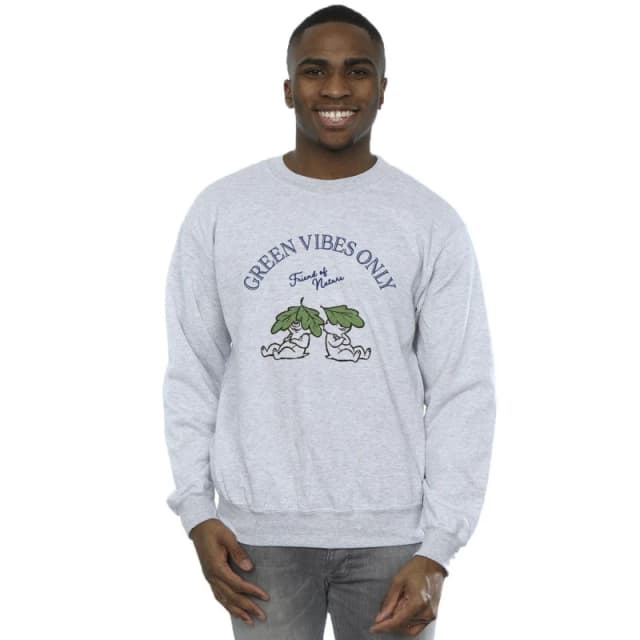 Disney Men Chip 'n Dale Green Vibes Only Sweatshirt in Grey Size: Small Grey S Male 5063283651722