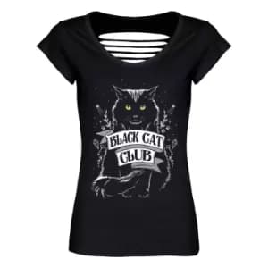 Grindstore Womens/Ladies Black Cat Club T-Shirt (L) (Black)
