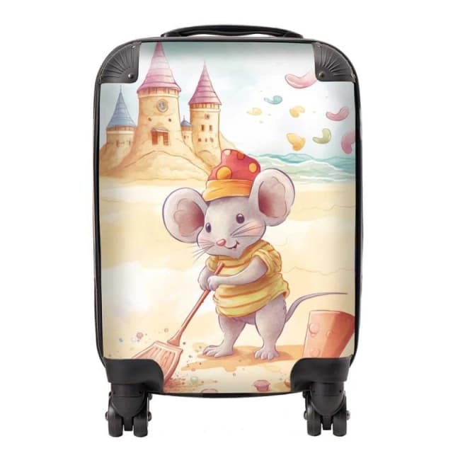 Warren Reed - Designer Mouse On A Beach Holiday Suitcase in Yellow Size: Large Yellow Unisex Large