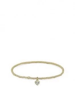 Simply Silver 14Ct Gold Plated Sterling Silver Heart Stretch Bracelet