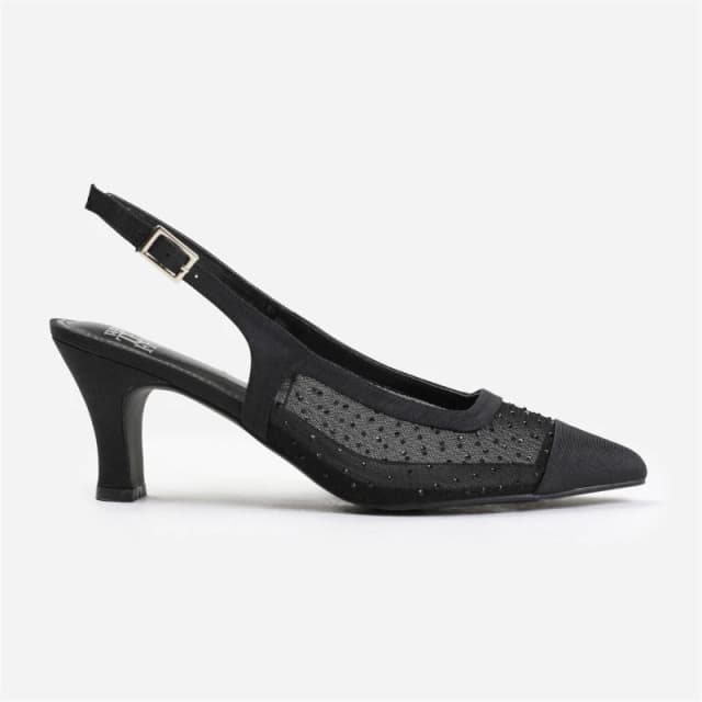 Where's That From 'Sparkle' Diamante Mesh Pointed Heel With Slingback Strap Black