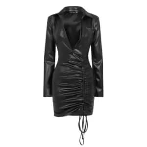 I Saw It First PU Shirt Dress - Black