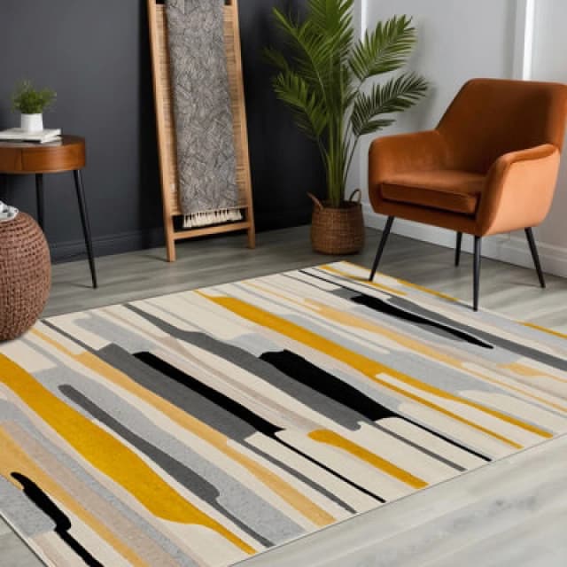 Livabliss Scandi Modern Mustard/ivory Pukka Area Rug 200 X 275cm - Easy Care, Non Shedding, Ideal For Living Room & Bedroom