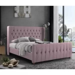 Clarita Bed Super King Plush Velvet Pink