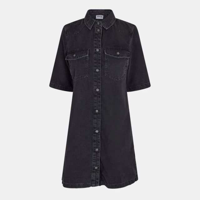 Noisy May Womens Short Sleeve Denim Shirt Dress Black female 10 (S)