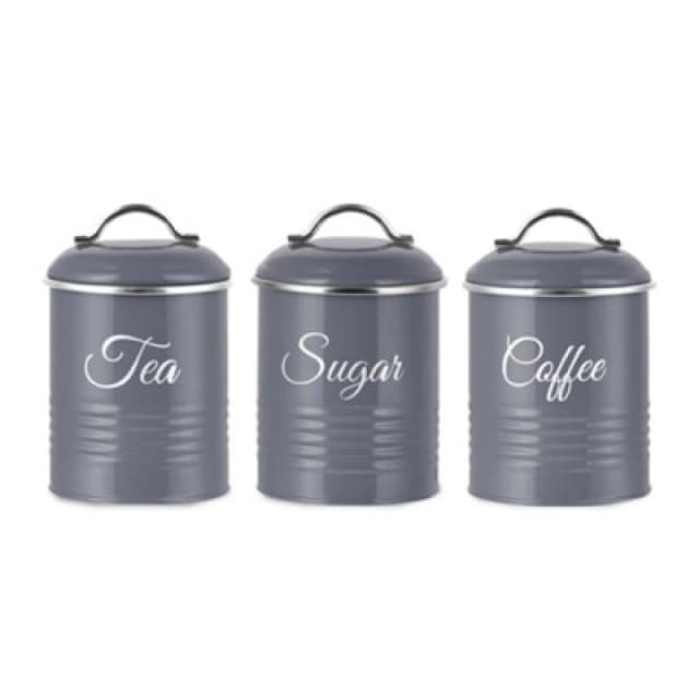 Innoteck Essentials Tea, Coffee, Sugar Set Of 3 Canister In High Gloss Grey