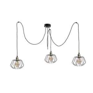 Luna Cluster Pendant Ceiling Light Gold, 3x E27