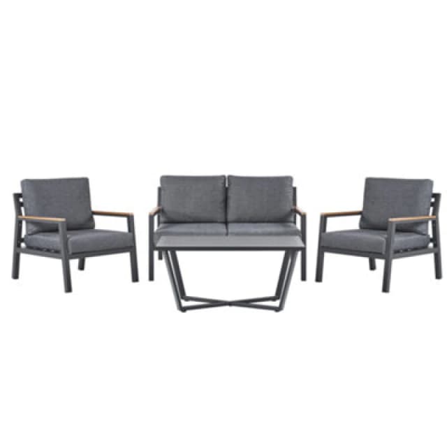 Beliani Garden Lounge Set With Table 4 Seater Delia Metal Grey