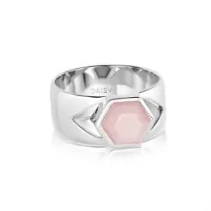 Rings 925 Sterling Silver Beloved Bold Pink Opal Band Ring Sterling Silver