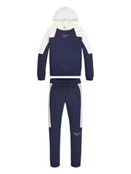 Calvin Klein Jeans Boys Colour Block Stack Logo Hoodie & Joggers Set - Navy, Size Age: 10 Years
