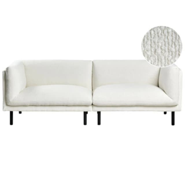 Beliani Sofa 3 Seater Vorgod Boucle Off-White