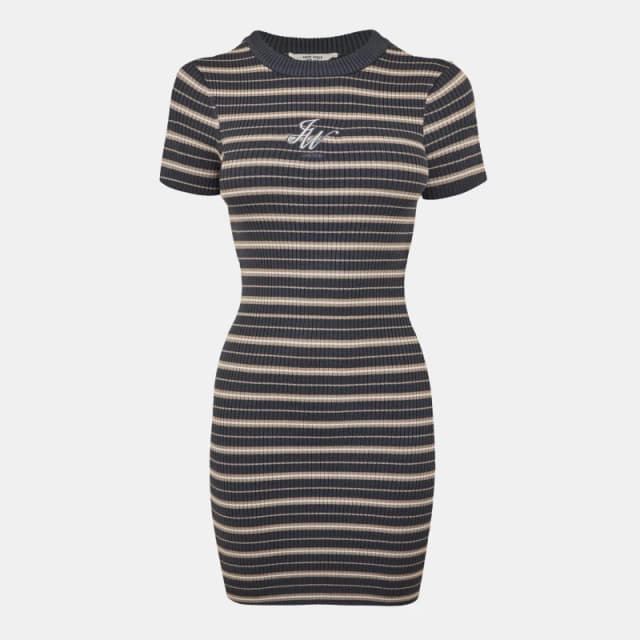 Jack Wills Travel Rib Dress Women Carbon Stripe female 6 (2XS)