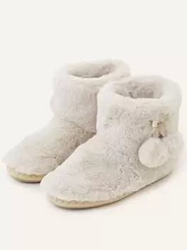 Accessorize Supersoft Slipper Boot, White Size M Women