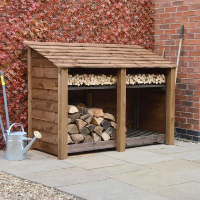 Rutland County Garden Furniture Ltd Hambleton 4ft Log Store with Kindling Shelf L80 x W180 x H128cm, Brown Brown Unisex