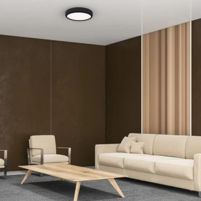 Milagro Gea LED Ceiling Lamp In Black 39cm Remote Control Included Black unisex