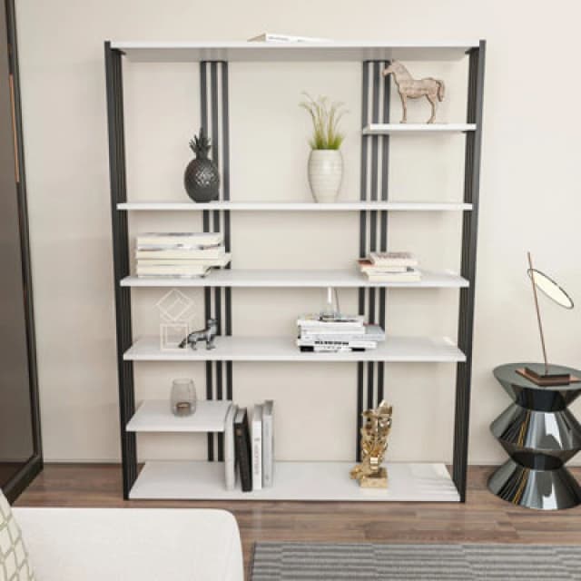 Decorotika Jeni Bookcase Shelving Unit White & Black