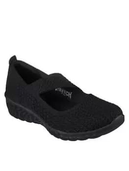 Skechers Up-Lifted Engineered Knit Slip On Ballerina - Black, Size 4, Women