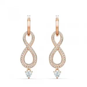 Swarovski Infinity Rose Gold Tone White Crystal Dropper Earrings...