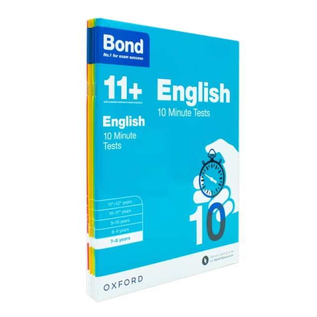 Bond 11+: 10 Minute Tests 4 Book Set For 7-8 Years English Maths Non-Verbal Reasoning Bond 11+ Books