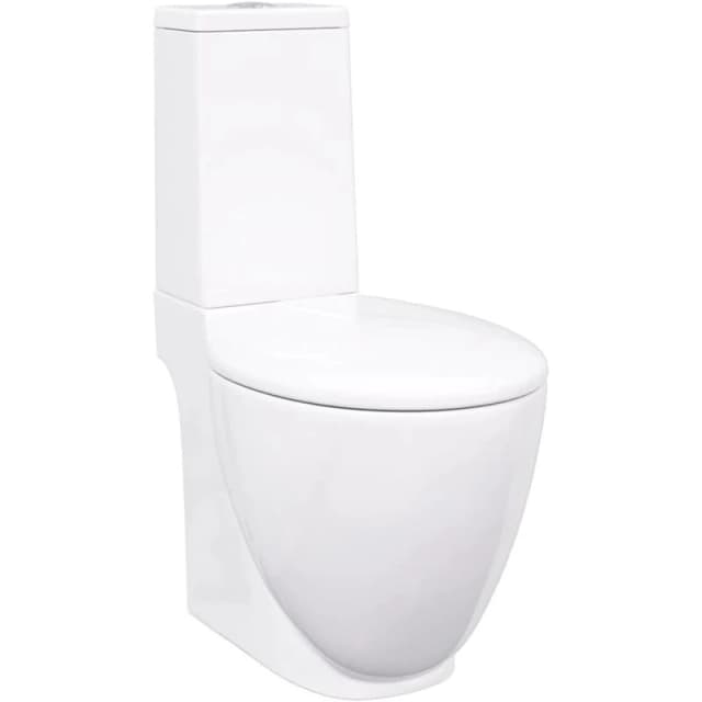 VIDAXL Vidaxl - wc Ceramic Toilet Bathroom Round Toilet Bottom Water Flow White 8720286289525