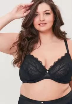 Lace & Logo Underwired Non Padded Bra