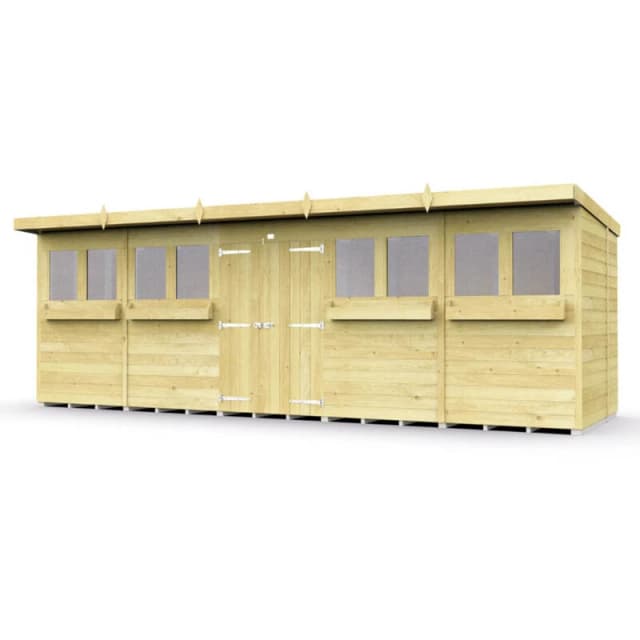 Flat Pack Sheds DIY Sheds 20 x 5 Pent Summer Shed, Brown 20X5PSSFF
