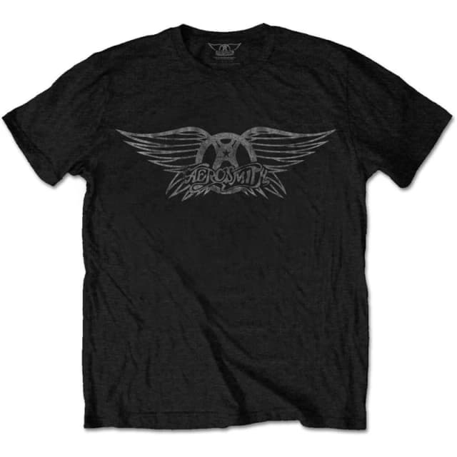 Aerosmith Mens Vintage Logo T-Shirt in Black Size: 2XL Black Male 2XL