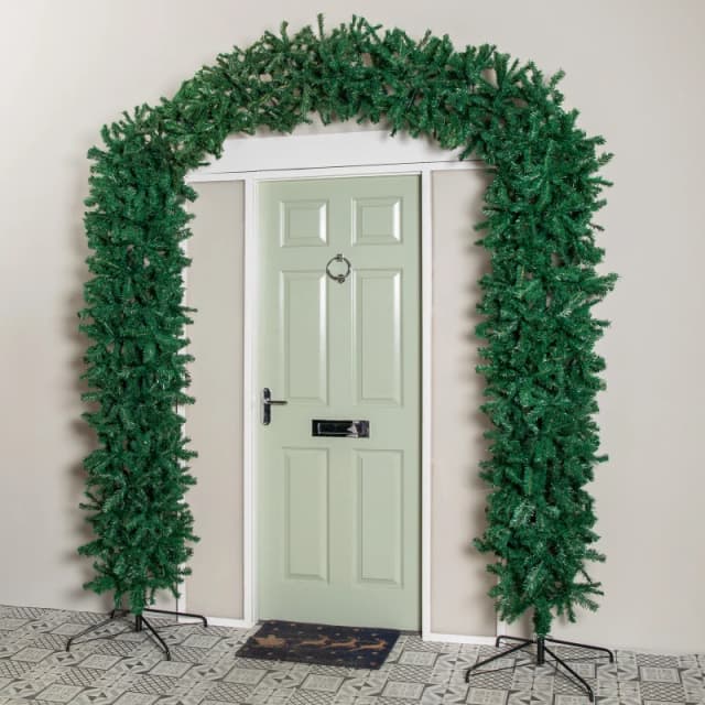 8ft (2.55m) Samuel Alexander Double Door Plain Green Christmas Tree Arch with 2000 Tips