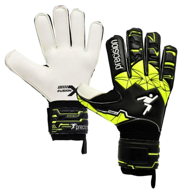 Precision Precision Men Fusion X Flat Cut Finger Protect Goalkeeper Gloves in Black Size: 10 Black 10 Male 5063425440009
