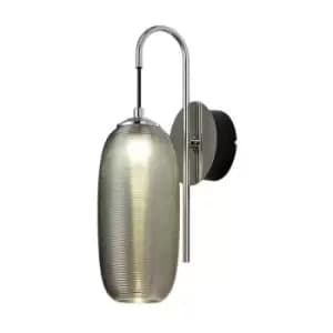 Luminosa Switched Wall Lamp, 1 x 6W LED, 4000K, 720lm, Polished Chrome, Black With Smoke Glass, 3yrs Warranty