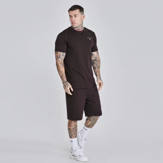 SikSilk Mens Short-Sleeve T-Shirt and Shorts Set Brown male Medium