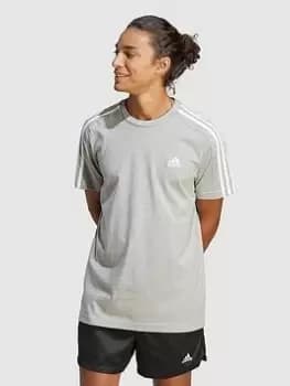 adidas Sportswear Essentials Single Shirt 3-Stripes T-Shirt - Medium Grey Heather, Size S, Men