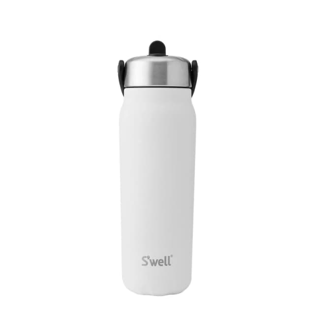 Swell S'well Explorer Moonstone Tumbler With Straw, White Travel Water Flask, Stainless Steel And Copper, Bpa-Free 700Ml