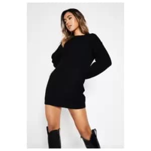 I Saw It First Rib Oversized Jumper Dress - Black