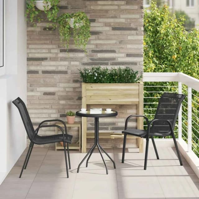 VIDAXL Stackable Garden Chairs 2 pcs Black Textilene Fabric Vidaxl 8720286844786