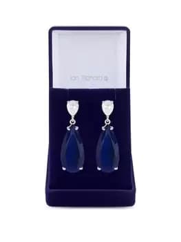 Jon Richard Rhodium Plated Cubic Zirconia Statement Blue Peardrop Earrings - Gift Boxed, Blue, Women