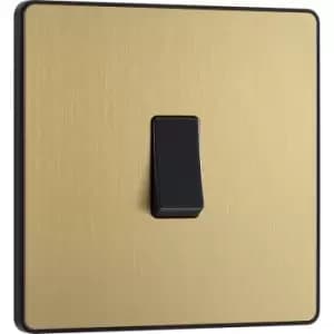 BG Evolve Brushed (Black Ins) Single Intermediate Light Switch, 20A 16Ax in Brass Steel