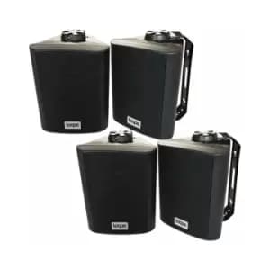 2x Pair 4" Outdoor Rated Black Stereo Wall Speakers 70W 8 Ohm IP55 Weatherproof