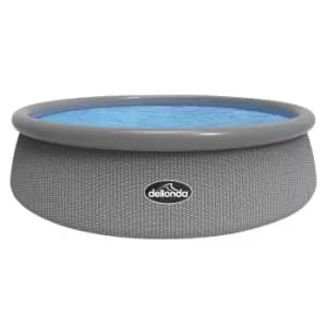Dellonda 15ft Round Garden Kids Paddling Swimming Pool & Pump Grey Rattan DL18
