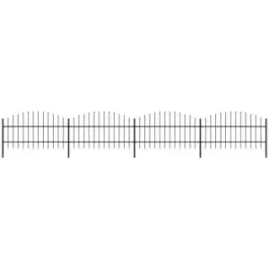 Garden Fence with Spear Top Steel (0.75-1)x6.8 m Black Vidaxl Black