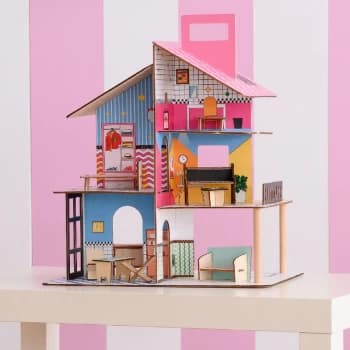360 Kids Wooden Doll house 3.5' Dolls & 12 Accessories Multi TD-13260C - Multi - Olivia's Little World