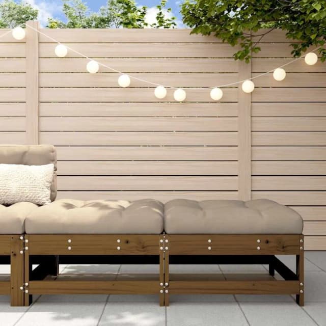 VIDAXL Garden Footstools with Cushions 2pcs Honey Brown Solid Wood Pine Vidaxl 8720845802387